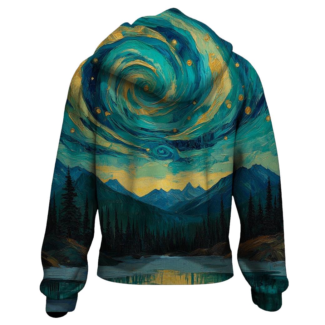 Van Gogh Inspired Mountain Aurora premium hoodies