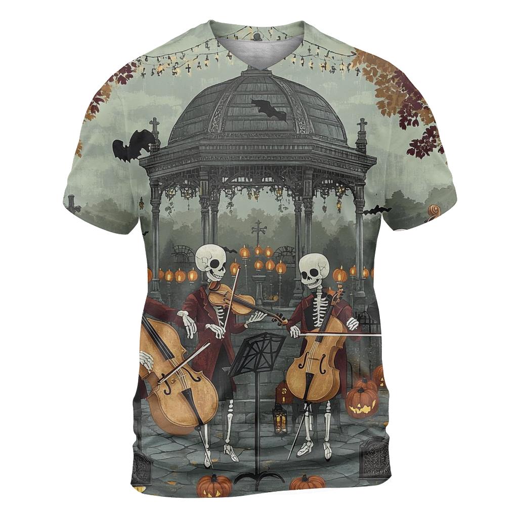 Skeleton String Quartet In The Graveyard Gazebo custom all-over print shirts