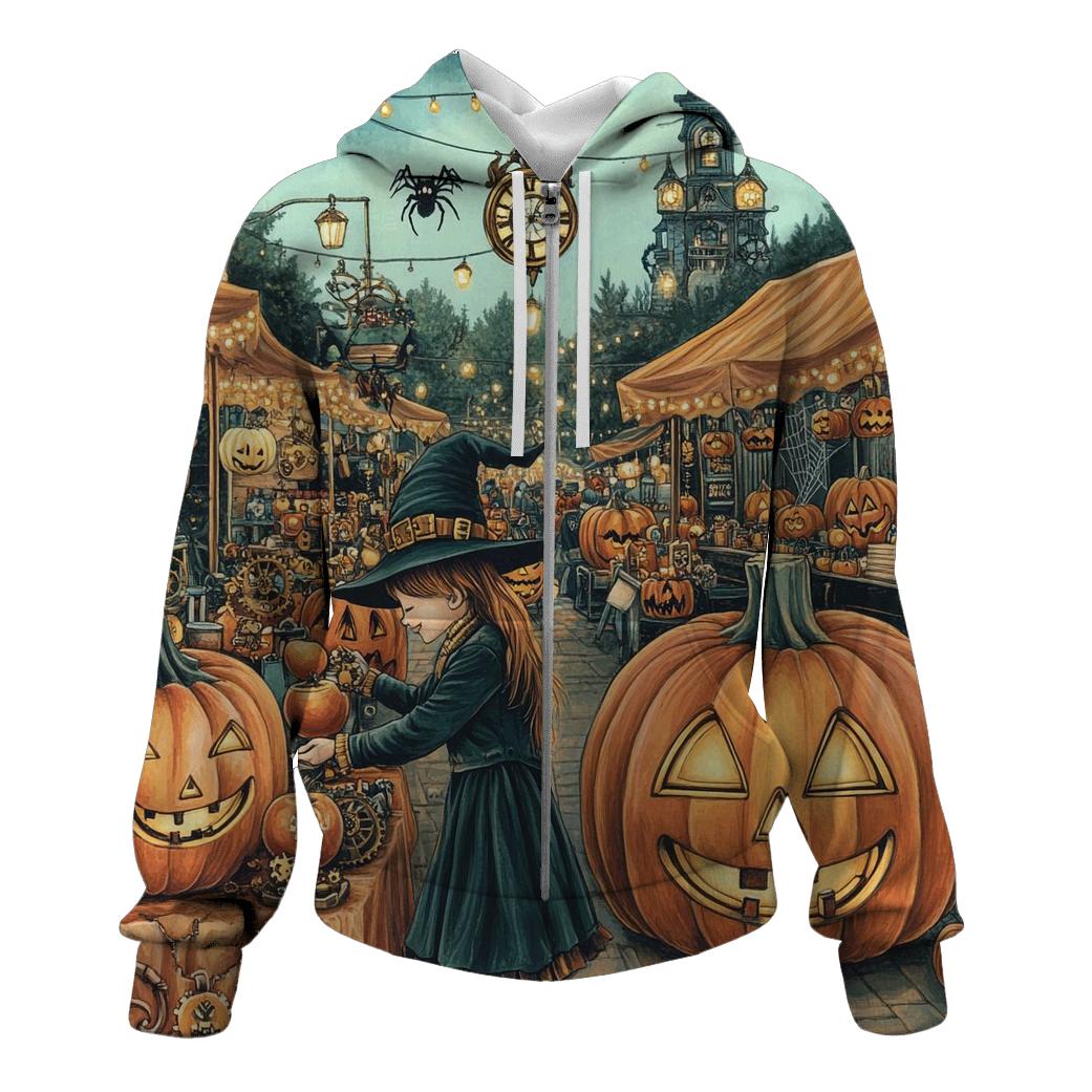 Clockwork Jack O Lantern Market embroidered hoodies