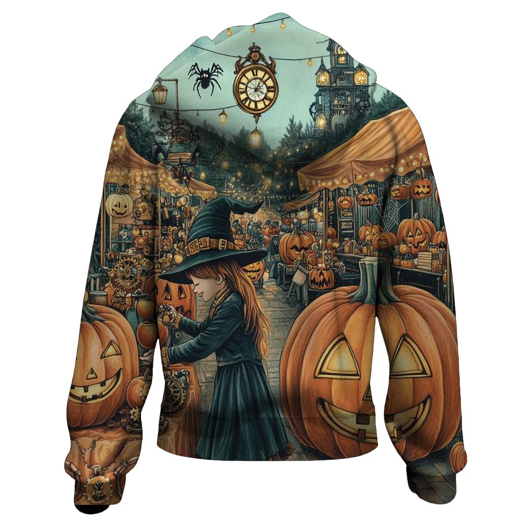 Clockwork Jack O Lantern Market embroidered hoodies