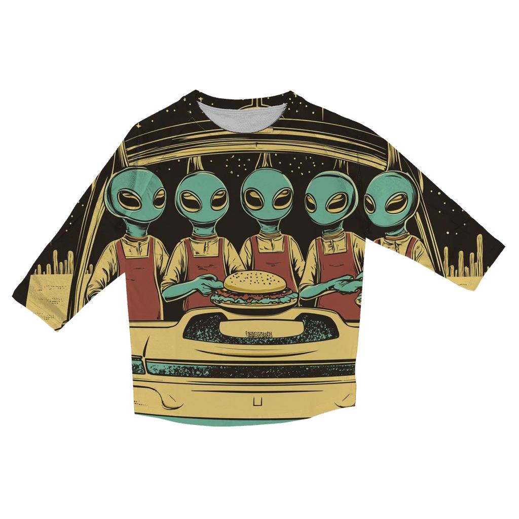Alien Drive Through Blues fashion 3/4 sleeve shirts