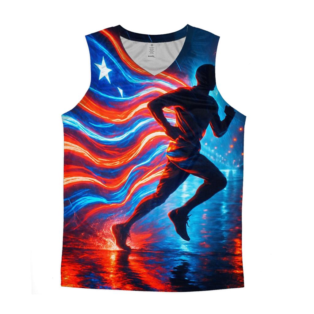 Neon Stripes Run cotton sleeveless tops