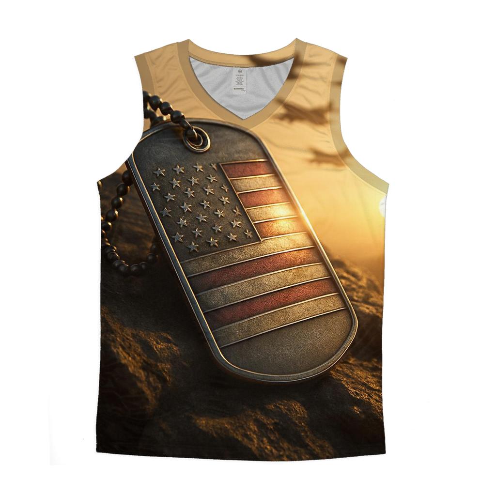 Dog Tags In Sunburst cotton sleeveless tops