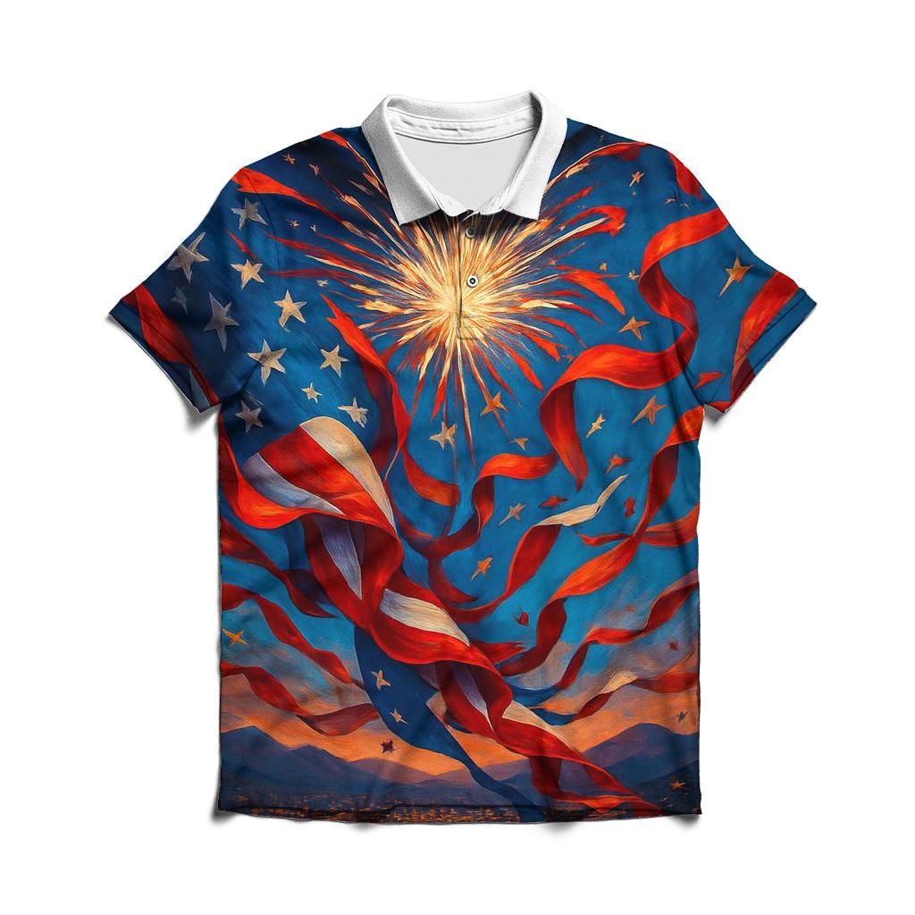 Skyline Fireworks Tapestry personalized polo shirts