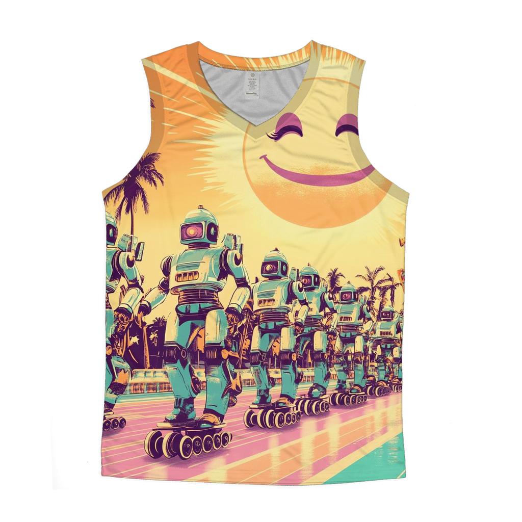 Sunset Roller Robot Parade casual summer tank tops