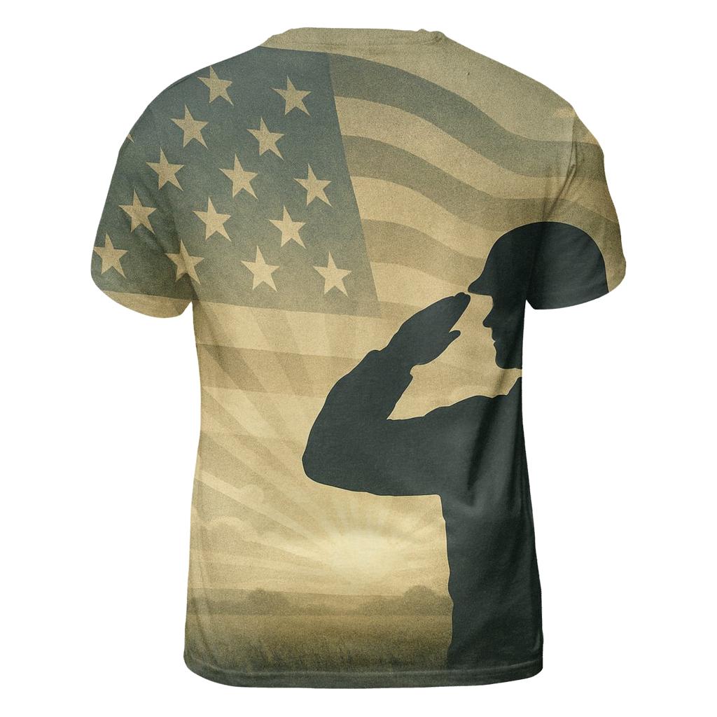 Silhouette Salute Sunrise vibrant all-over design tees