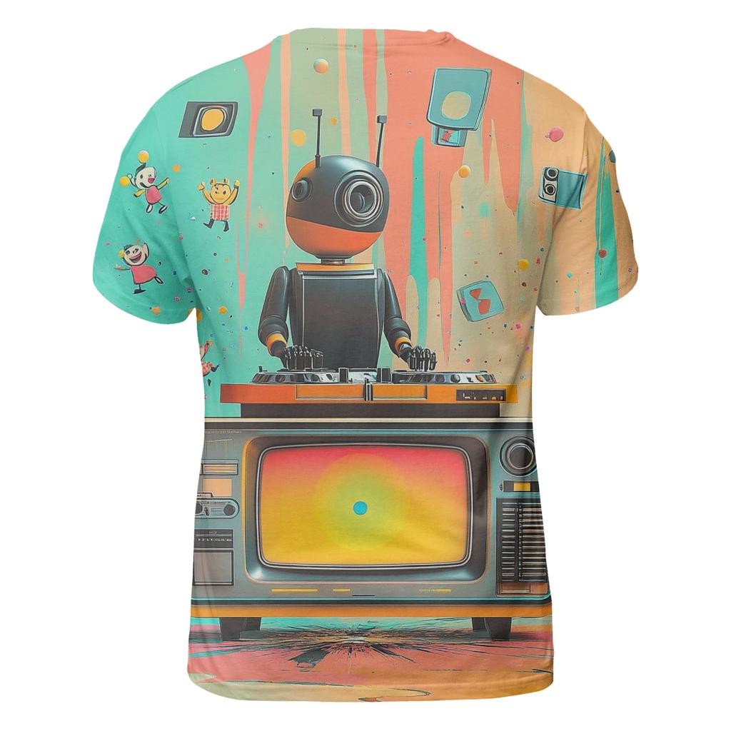Retro TV Robot Riot statement graphic shirts
