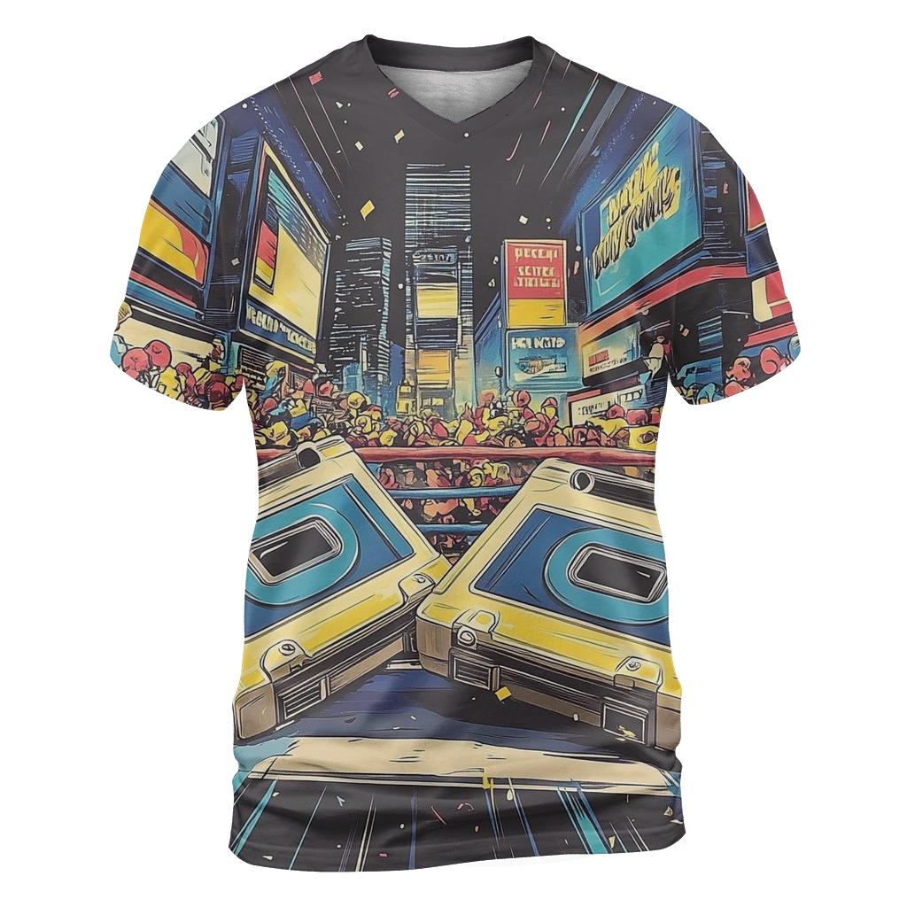 Cassette City Showdown vibrant all-over design tees