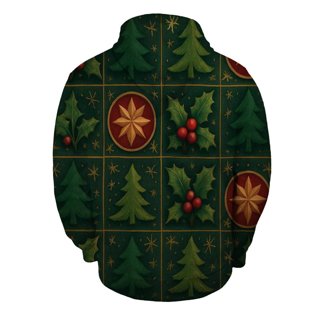 Nordic Holly Ornament Grid premium hoodies