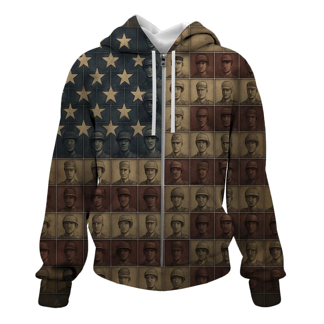 Veteran Mosaic Flag lightweight hoodies