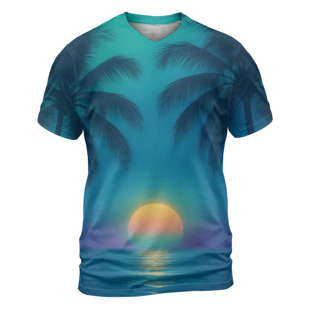 Teal Palm Daydream creative print fashion shirts
