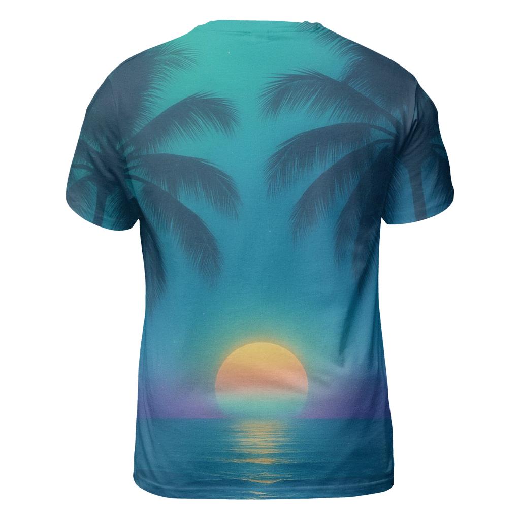 Teal Palm Daydream creative print fashion shirts