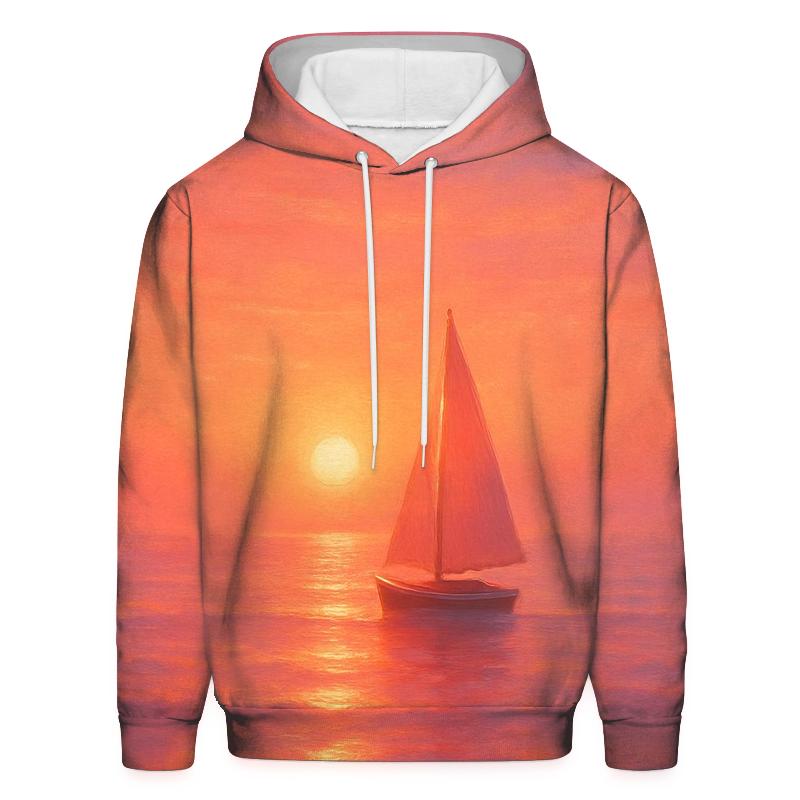 Coral Horizon Voyage embroidered hoodies