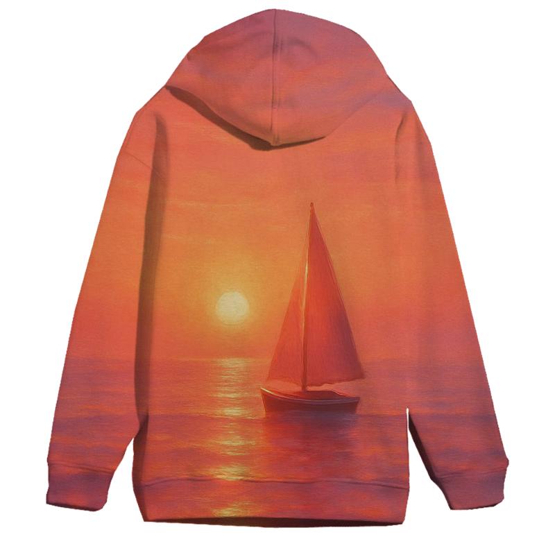 Coral Horizon Voyage embroidered hoodies
