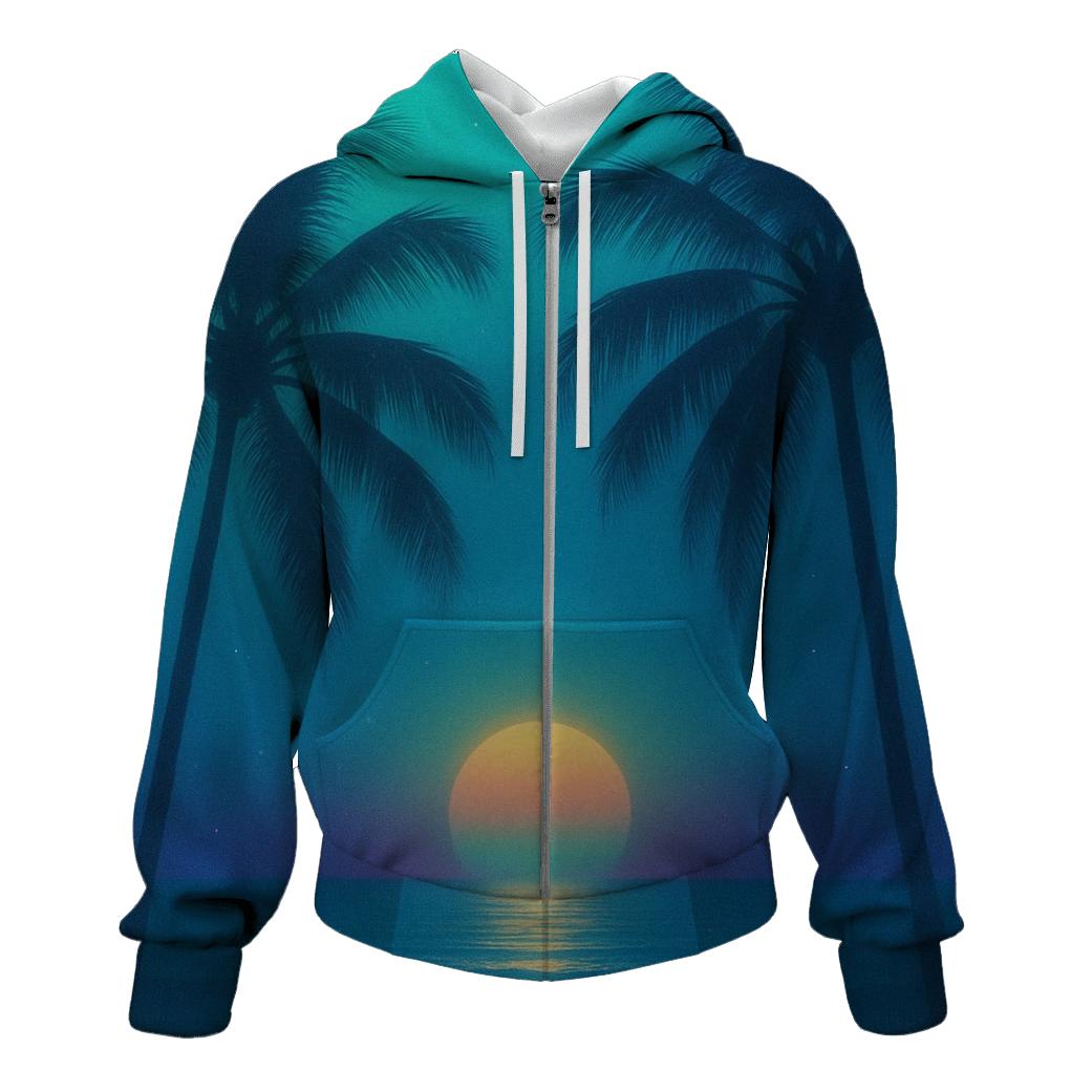 Teal Palm Daydream printed hoodies
