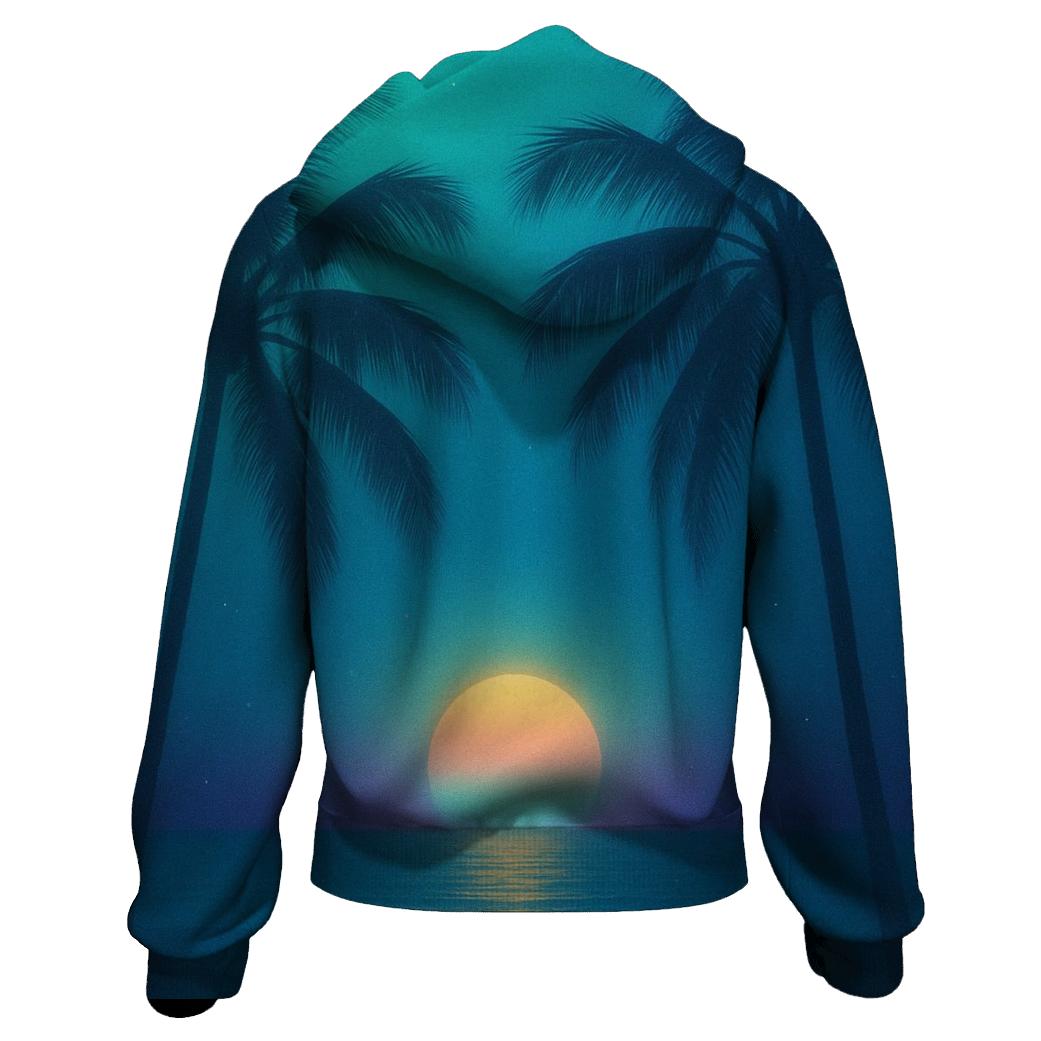 Teal Palm Daydream printed hoodies