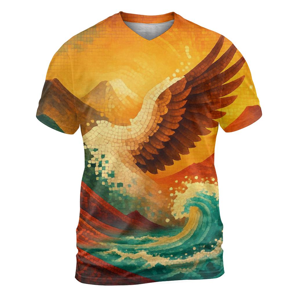 Aztec Wave Mosaic vibrant all-over design tees