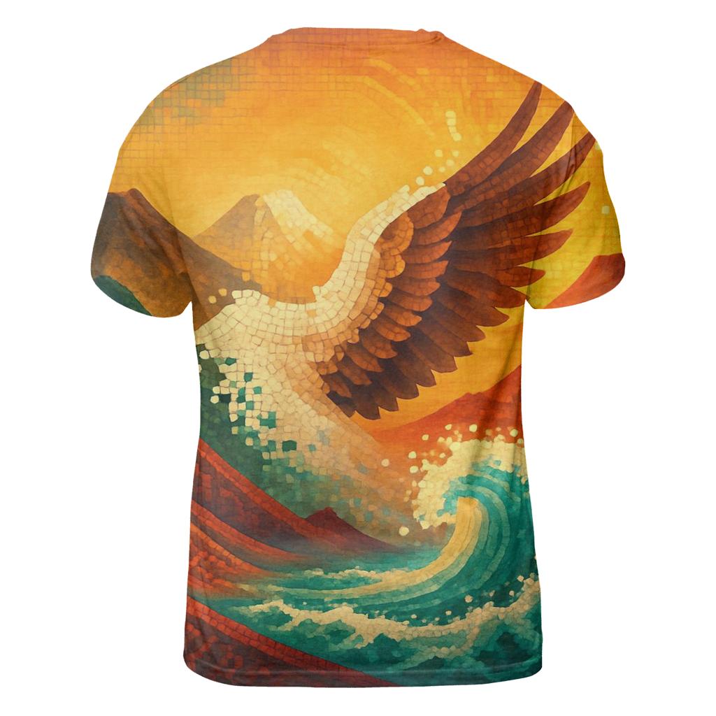 Aztec Wave Mosaic vibrant all-over design tees