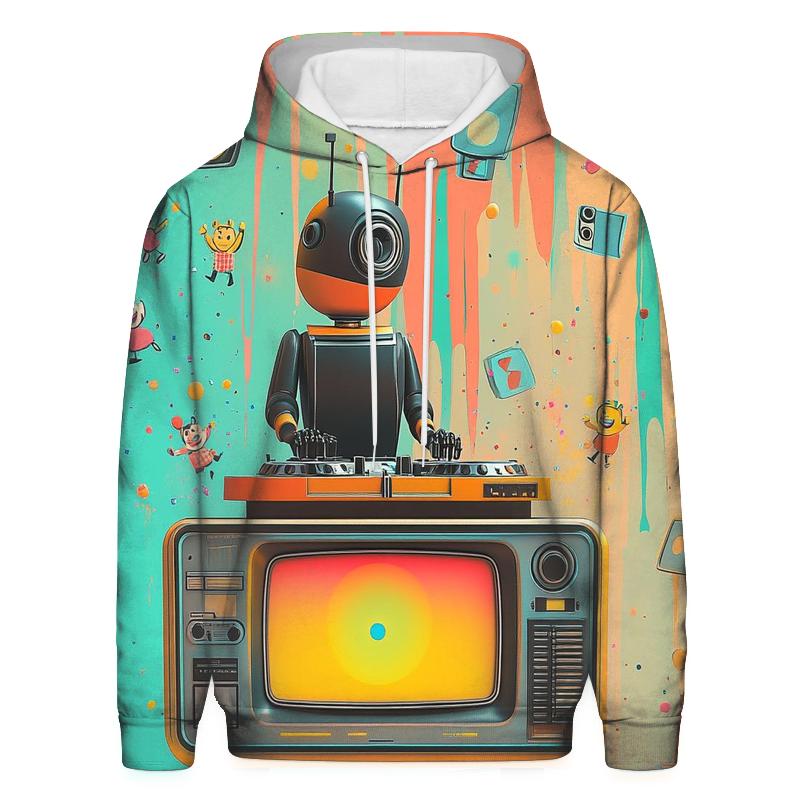 Retro TV Robot Riot lightweight hoodies
