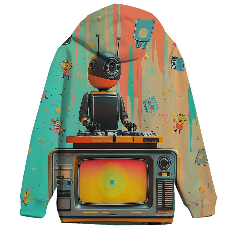 Retro TV Robot Riot lightweight hoodies