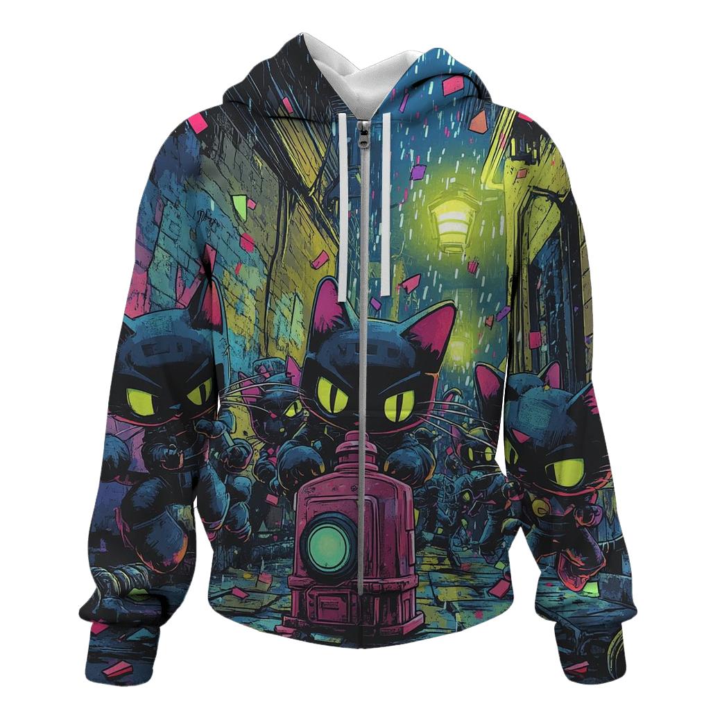 Pixelated Alley Cats printed hoodies
