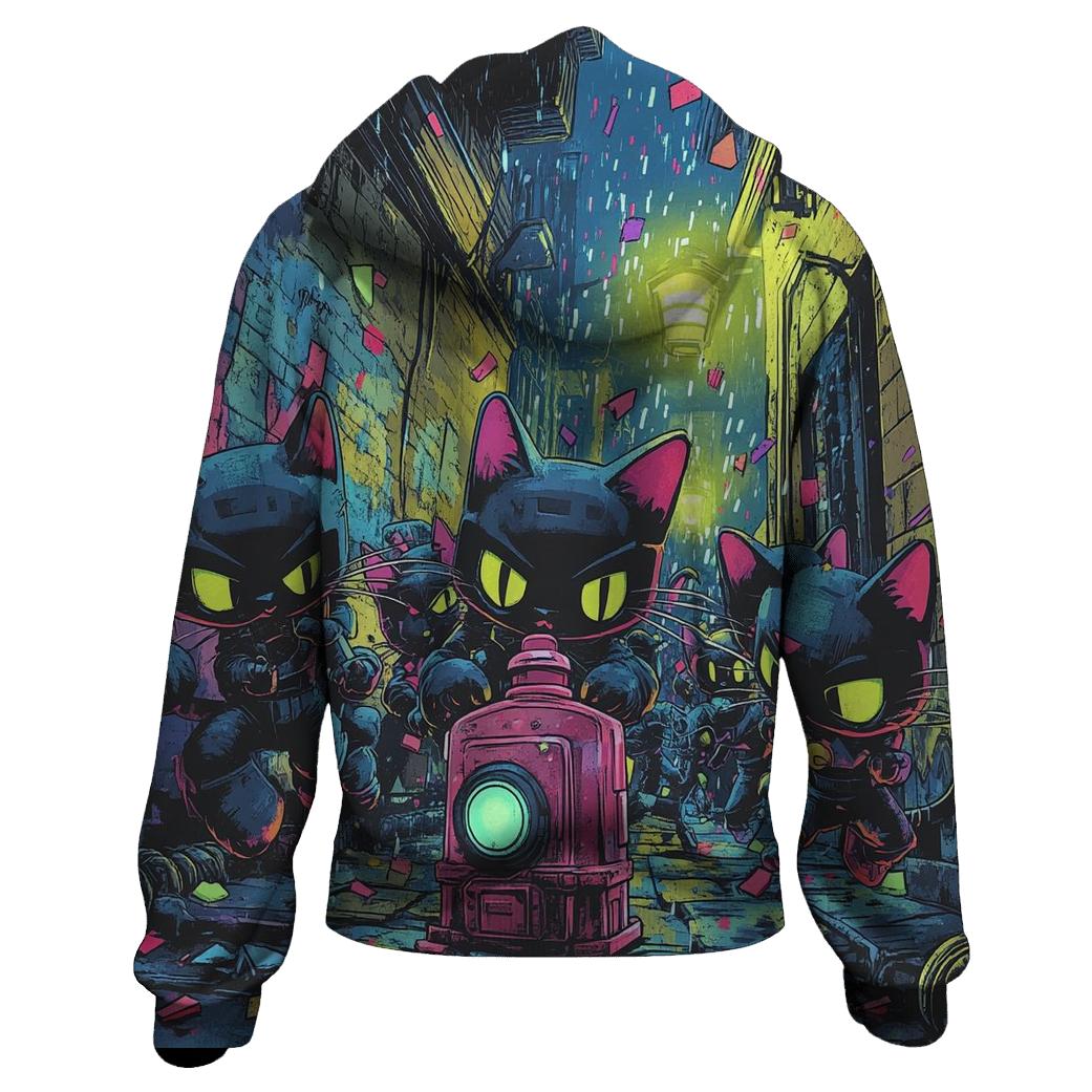 Pixelated Alley Cats printed hoodies
