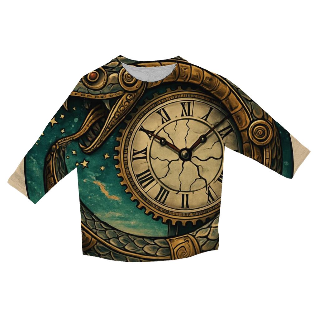 Ouroboros Clockwork Serpent printed three quarter sleeve shirts