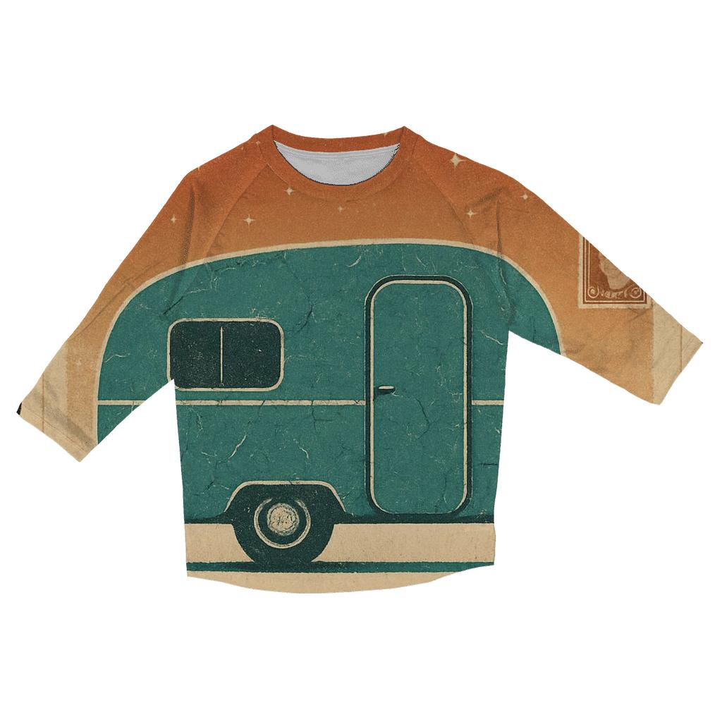 Sunset Camper Postcard Collage stylish quarter sleeve tops