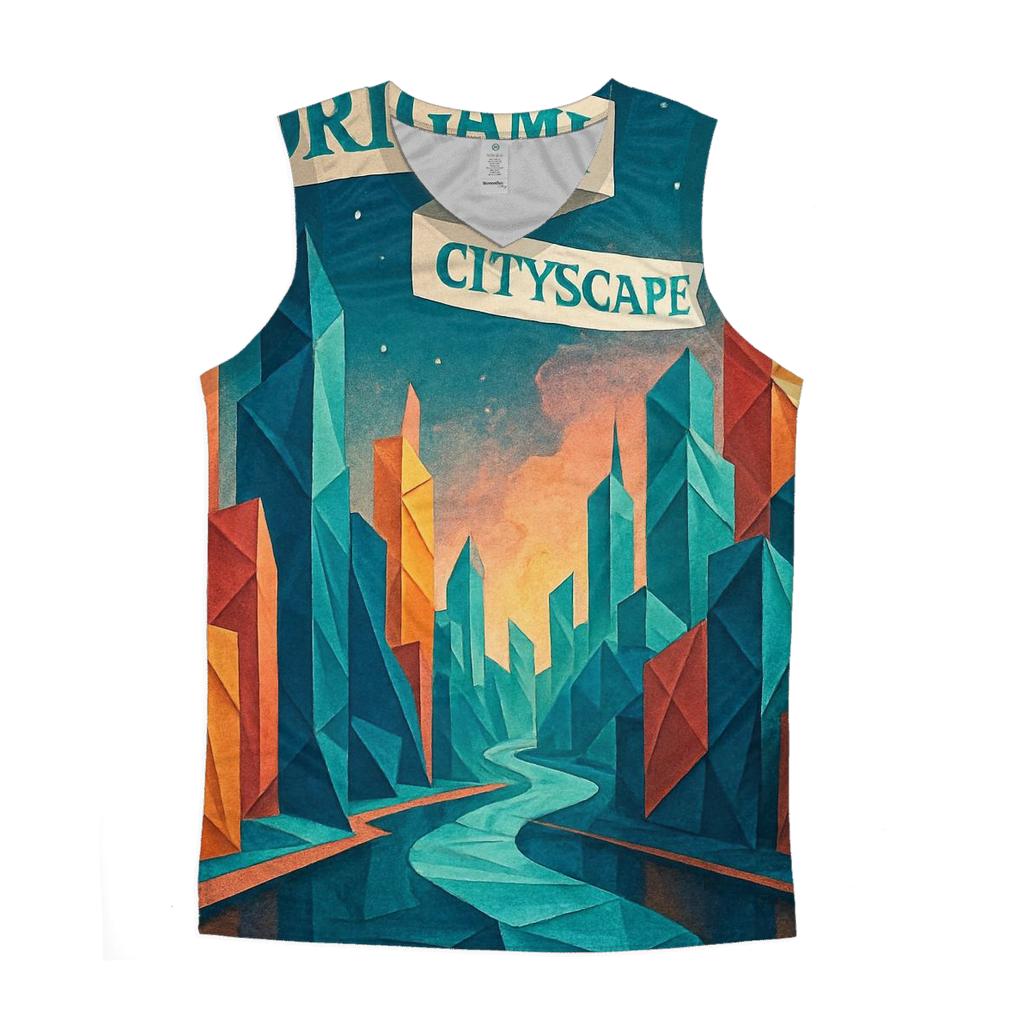 Chromatic Origami City graphic print tank tops