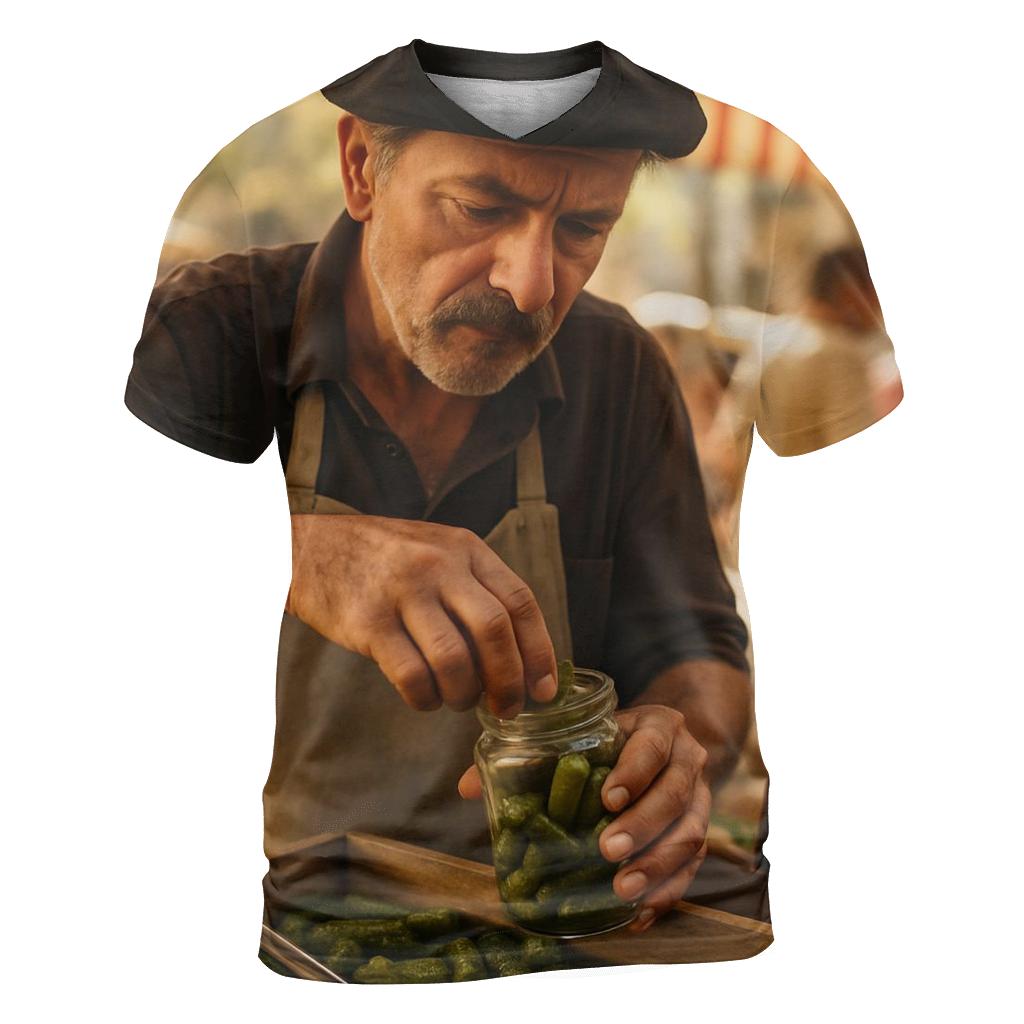 Market Vendor Preparing Cornichon Jar statement graphic shirts