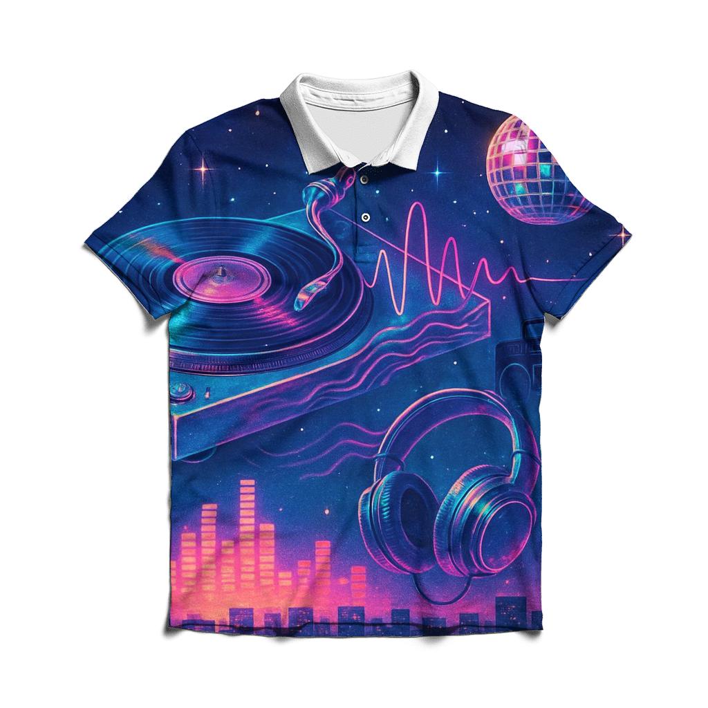 Cosmic Turntable embroidered polo tops