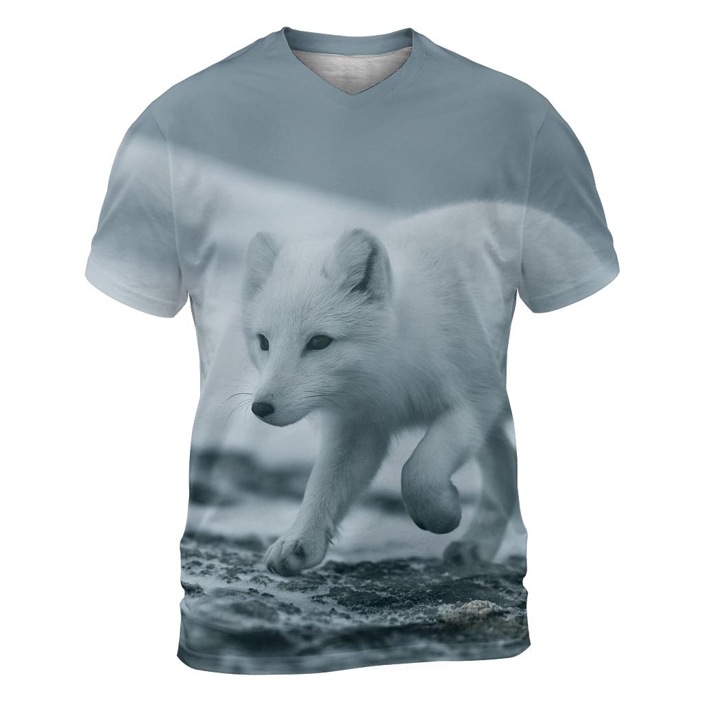 Glacial Edge Stalker — Arctic Fox vibrant all-over design tees
