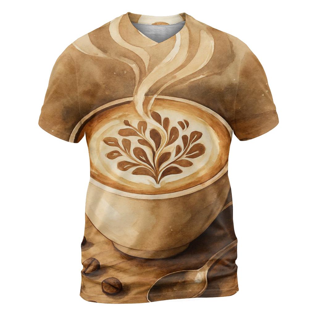 Latte Bloom Swirl custom all-over print shirts