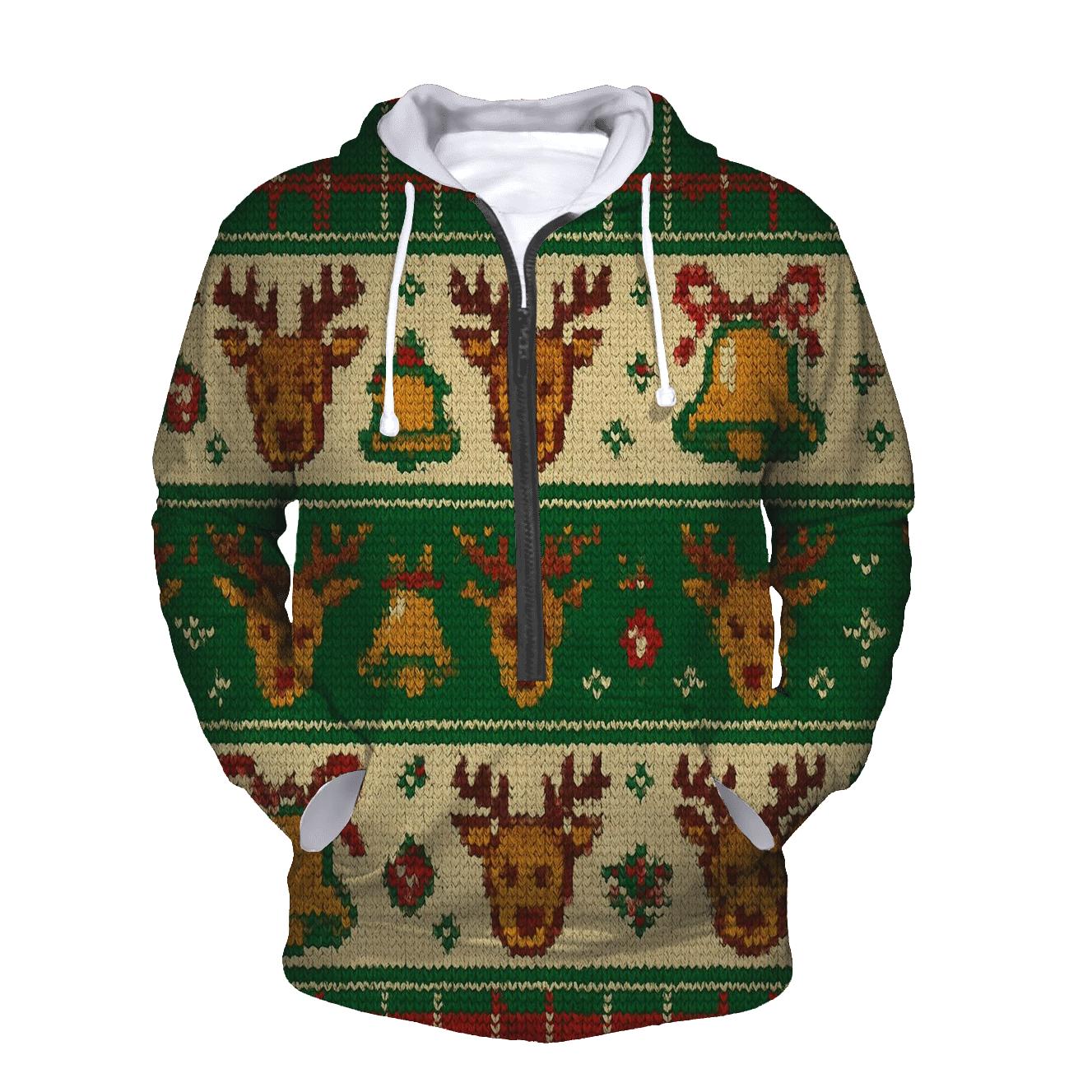 Tinsel Tartan Reindeer Patchwork Design lightweight hoodies