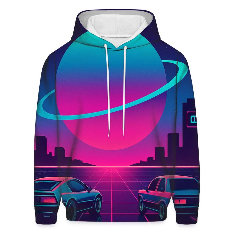 Neon Cosmos Skyline embroidered hoodies