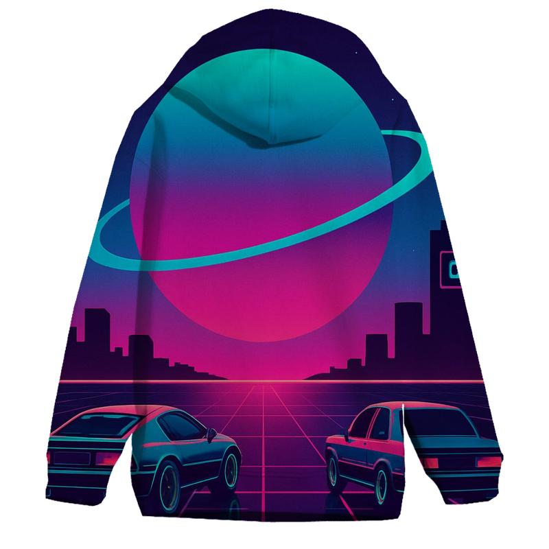 Neon Cosmos Skyline embroidered hoodies