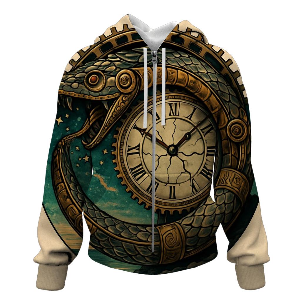 Ouroboros Clockwork Serpent embroidered hoodies