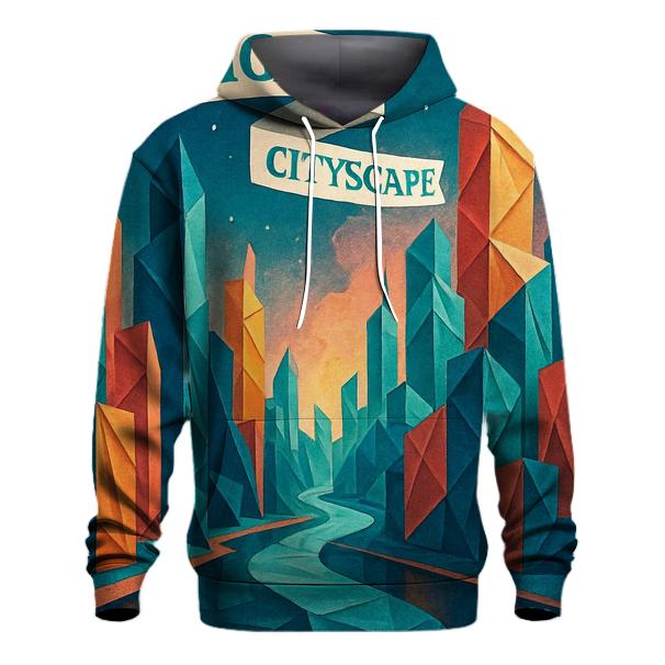 Chromatic Origami City embroidered hoodies