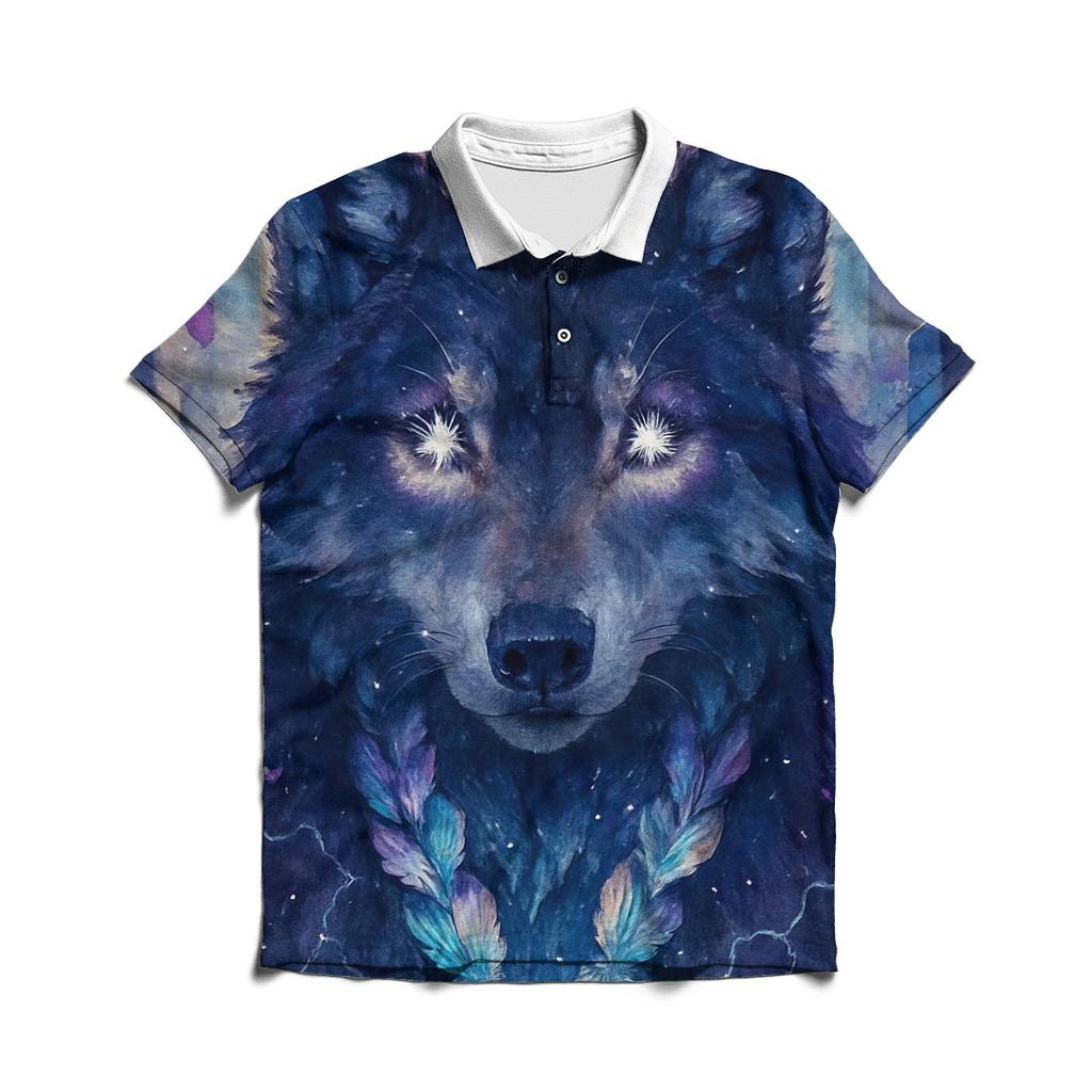 Nebula Wolf Guardian embroidered polo tops