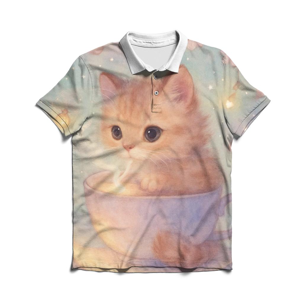 Moonlight Tea Kitten stylish collar polo tees