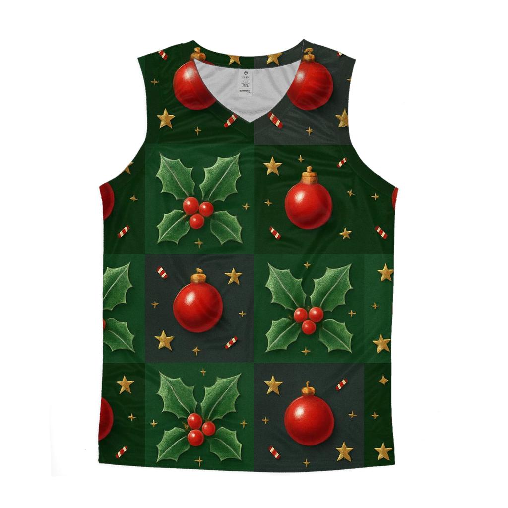 Crimson Holly Grid On Dark Forest Background designer workout tanks
