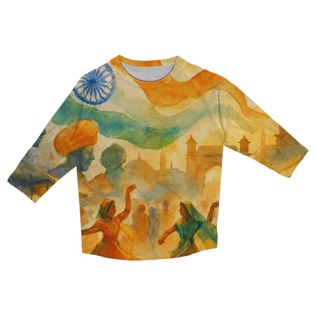 Unity In Saffron fashion 3/4 sleeve shirts