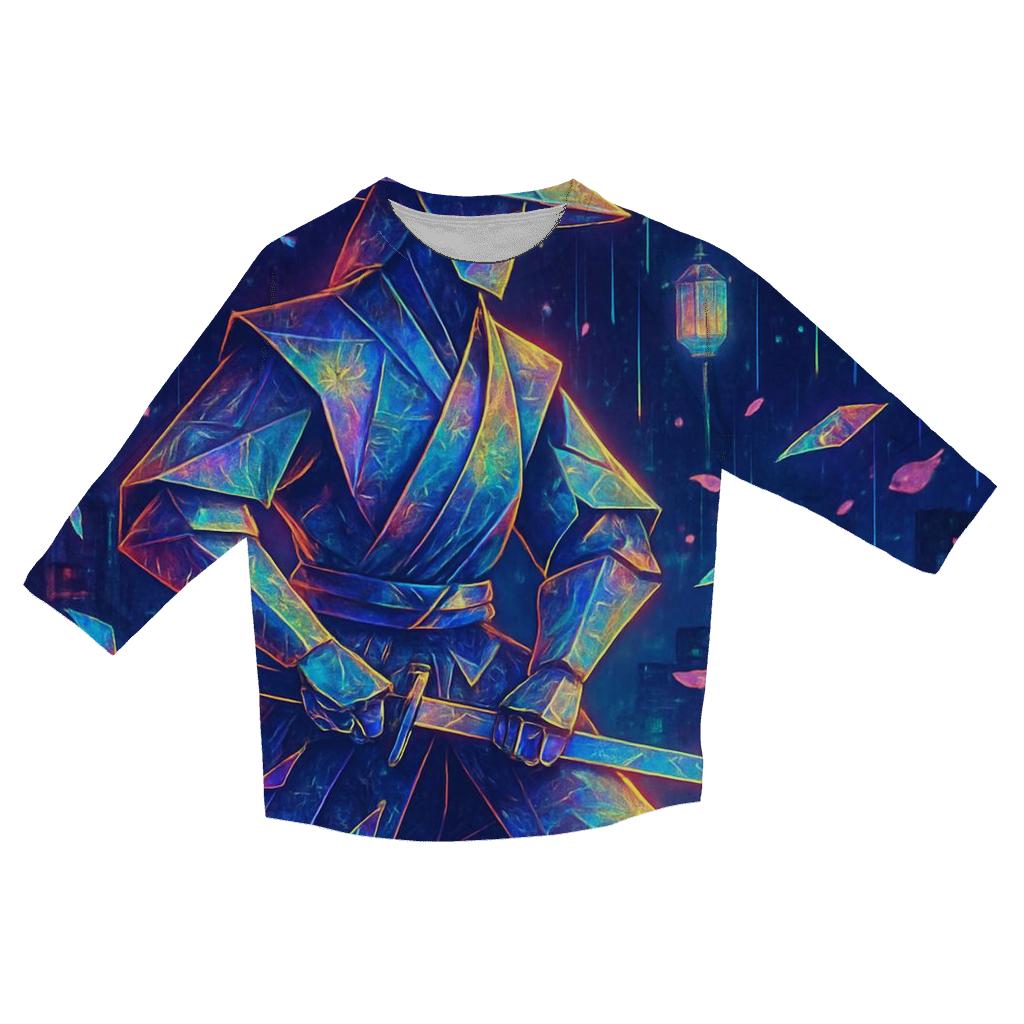 Neon Paper Crane Samurai casual three quarter sleeve shirts