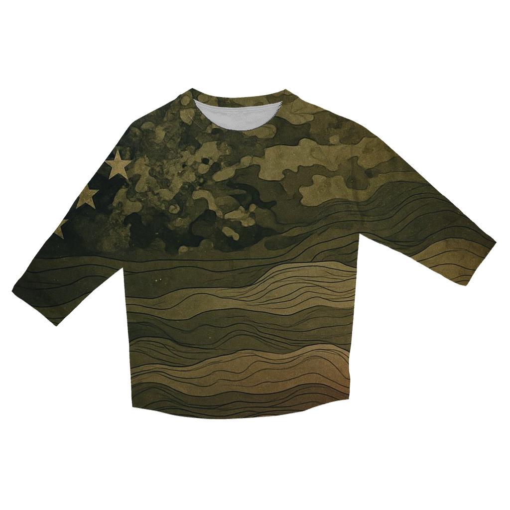 Camo Starfield Merge trendy 3/4 sleeve tops