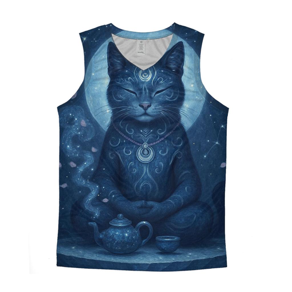 Cosmic Tea Ceremony Cat sports performance tank tops