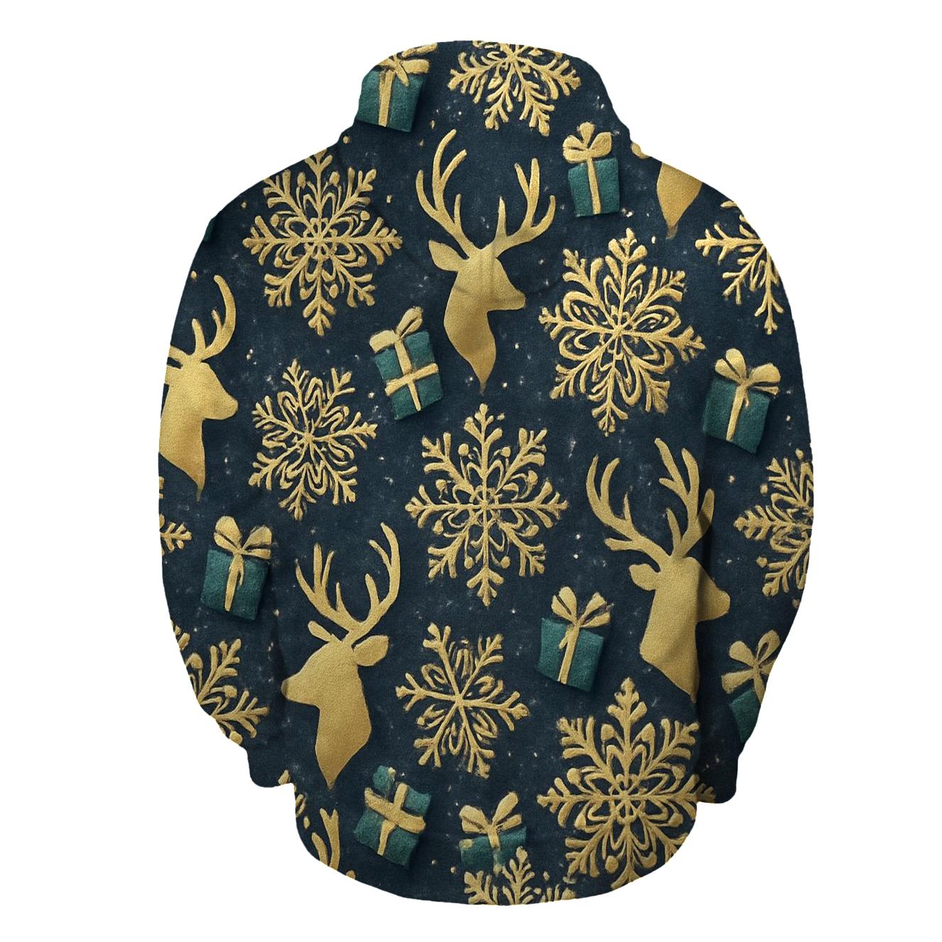 Golden Snowflake Tessellation On Midnight Background heavyweight hoodies
