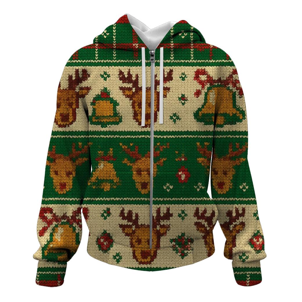 Tinsel Tartan Reindeer Patchwork Design lightweight hoodies
