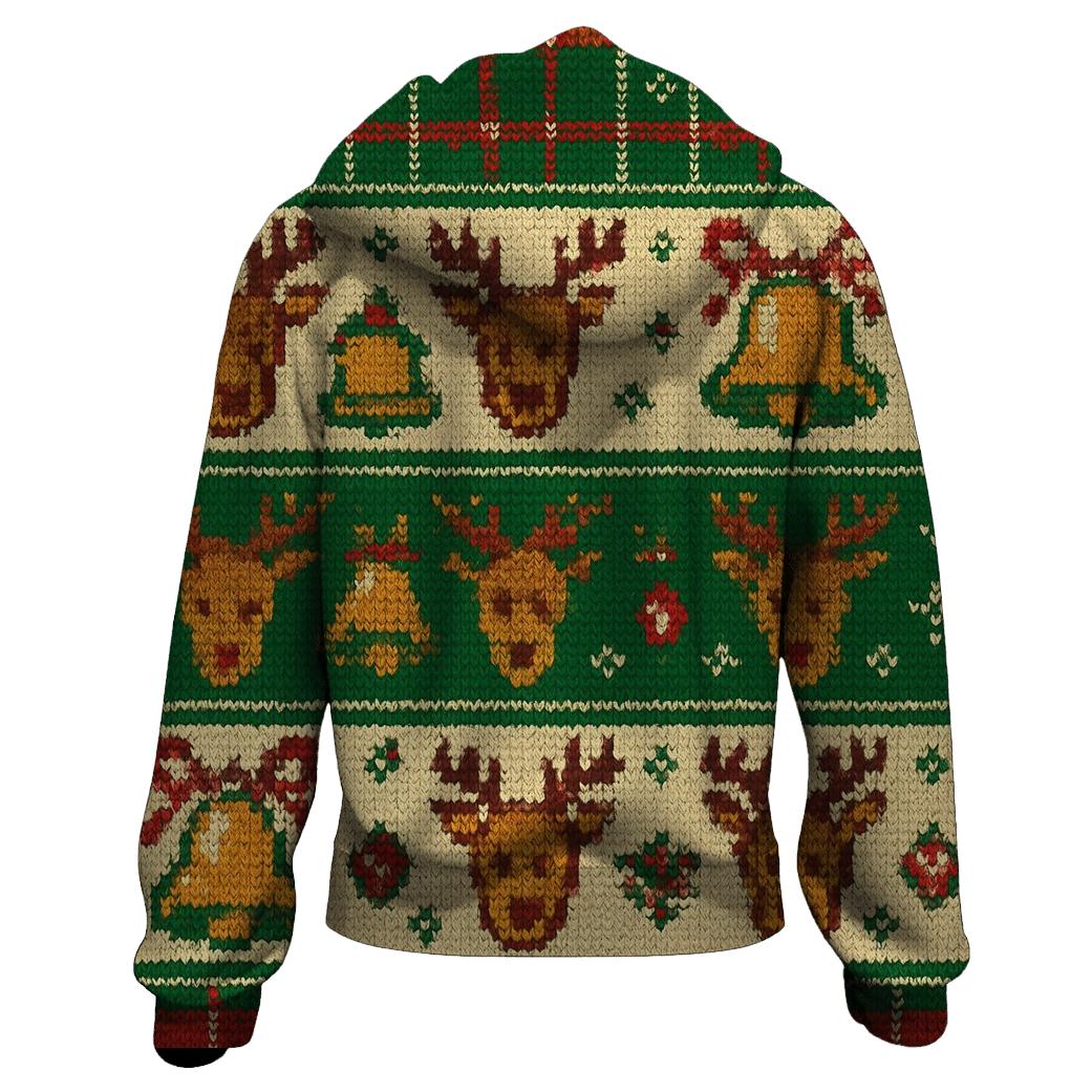 Tinsel Tartan Reindeer Patchwork Design lightweight hoodies