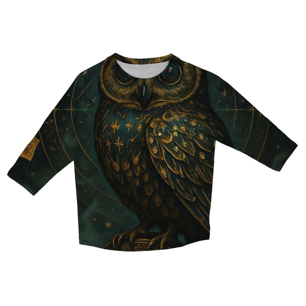 Gilded Night Owl Oracle printed three quarter sleeve shirts