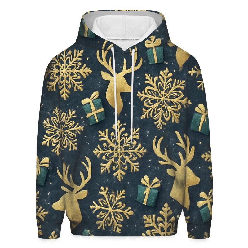 Golden Snowflake Tessellation On Midnight Background pullover hoodies
